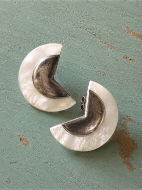 Shell and silver oversized vintage earrings